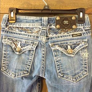 MISS ME DISTRESSED DENIM BOOTCUT JEANS